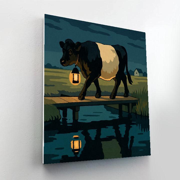 Lantern Lit Canal Cow Passage paint by color