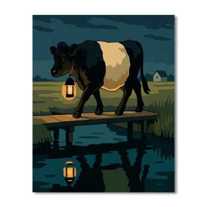 Lantern Lit Canal Cow Passage paint by color