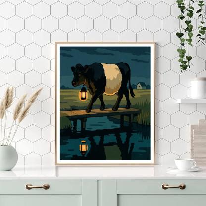 Lantern Lit Canal Cow Passage paint by color