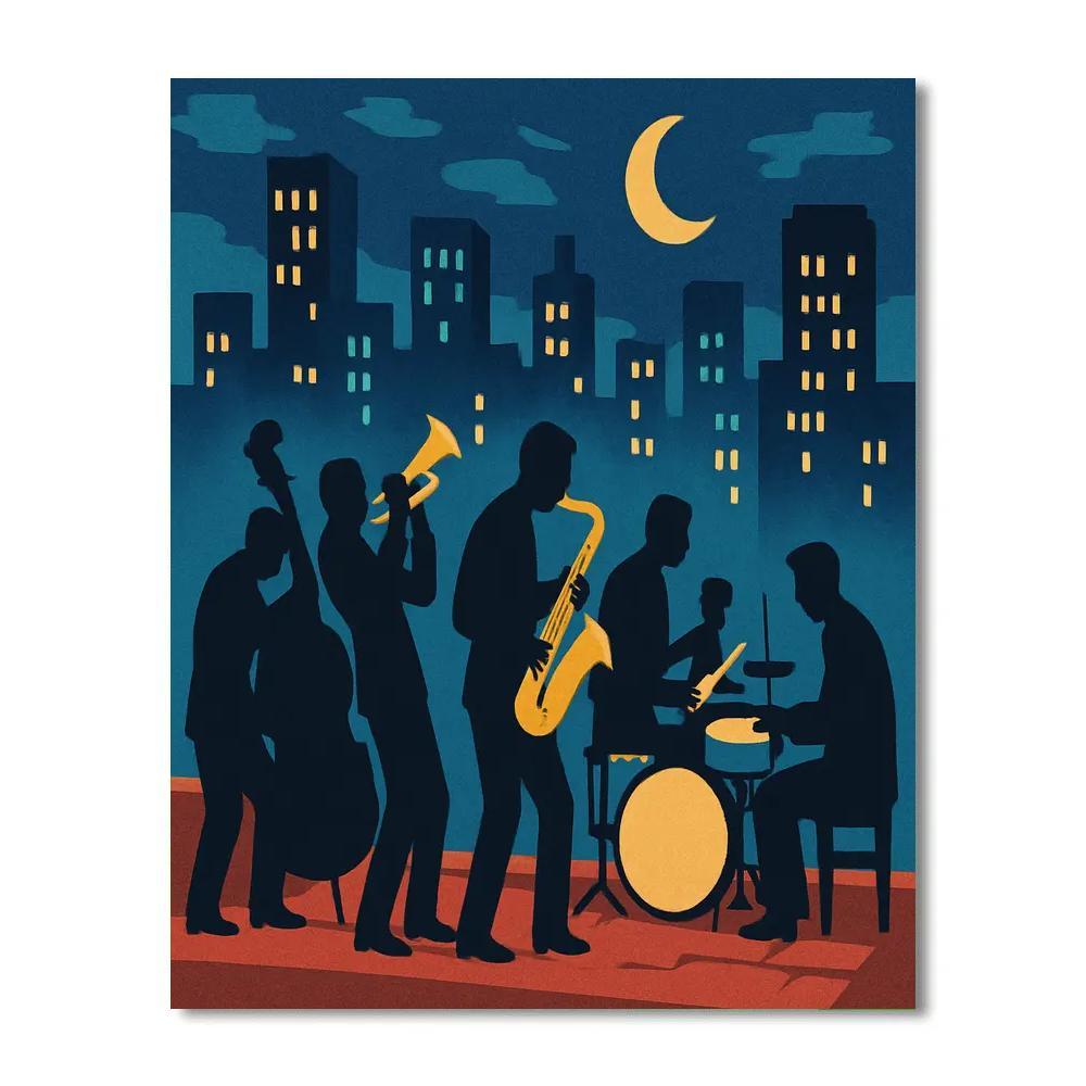 Midnight Bop Jazz Skyline paint by number