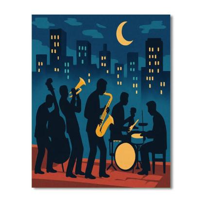 Midnight Bop Jazz Skyline paint by number