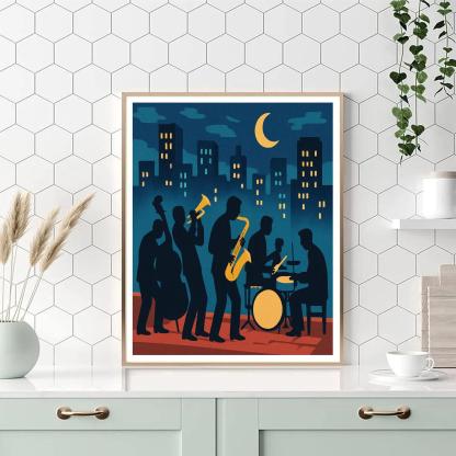 Midnight Bop Jazz Skyline paint by number