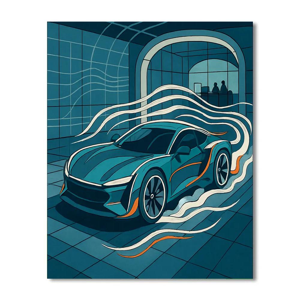 Wind Tunnel Cars Blueprint Drift Paint by numbers kits