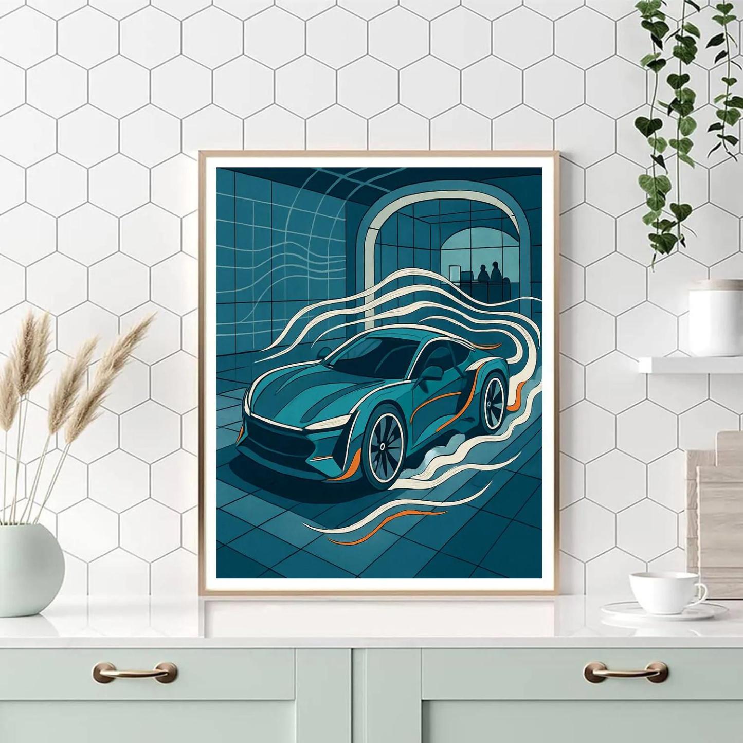 Wind Tunnel Cars Blueprint Drift Paint by numbers kits