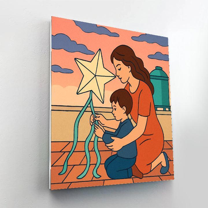 Kite Workshop With Mother At Dawn painting number kit