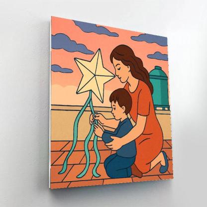 Kite Workshop With Mother At Dawn painting number kit