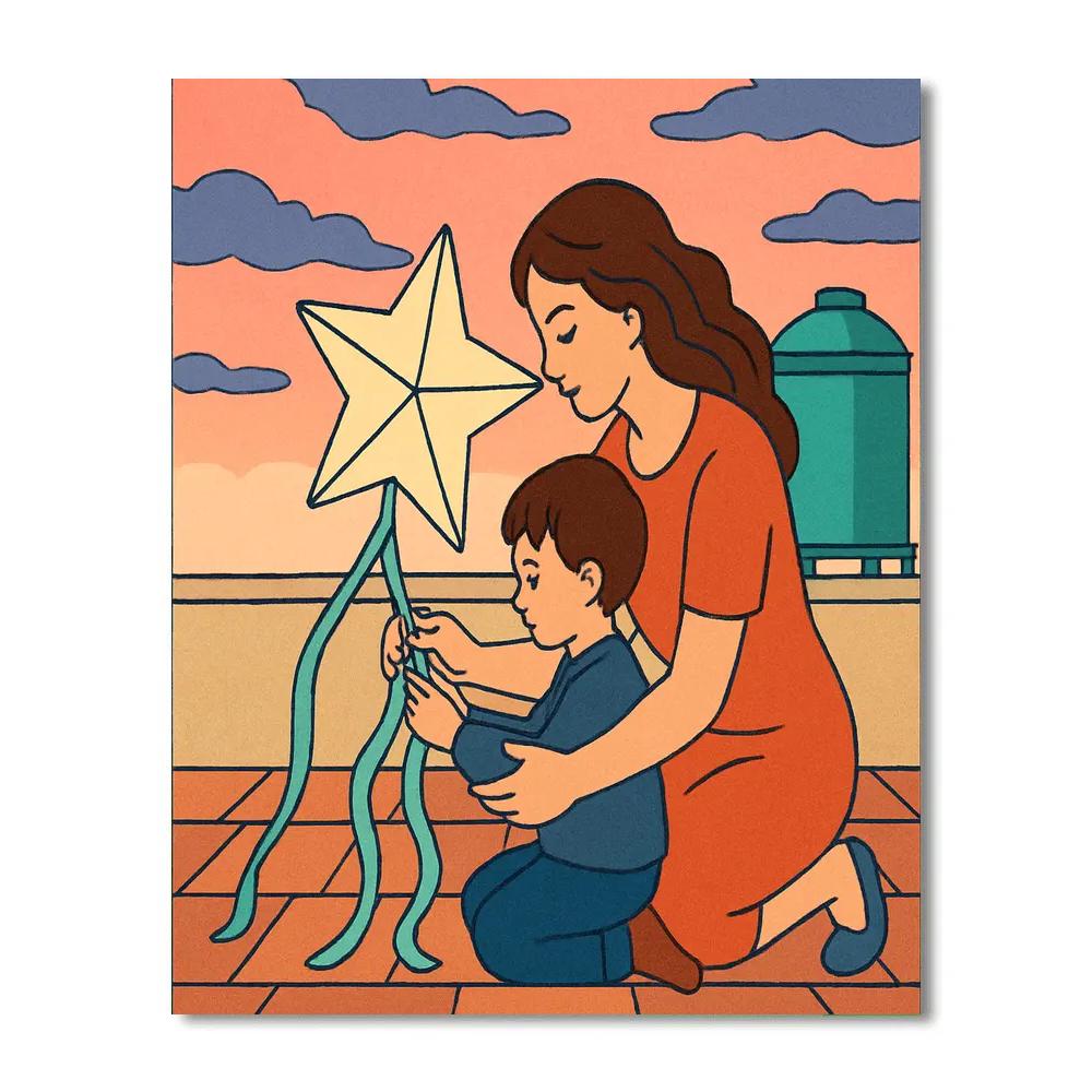 Kite Workshop With Mother At Dawn painting number kit