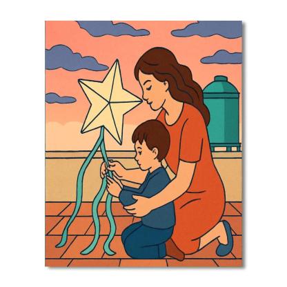 Kite Workshop With Mother At Dawn painting number kit