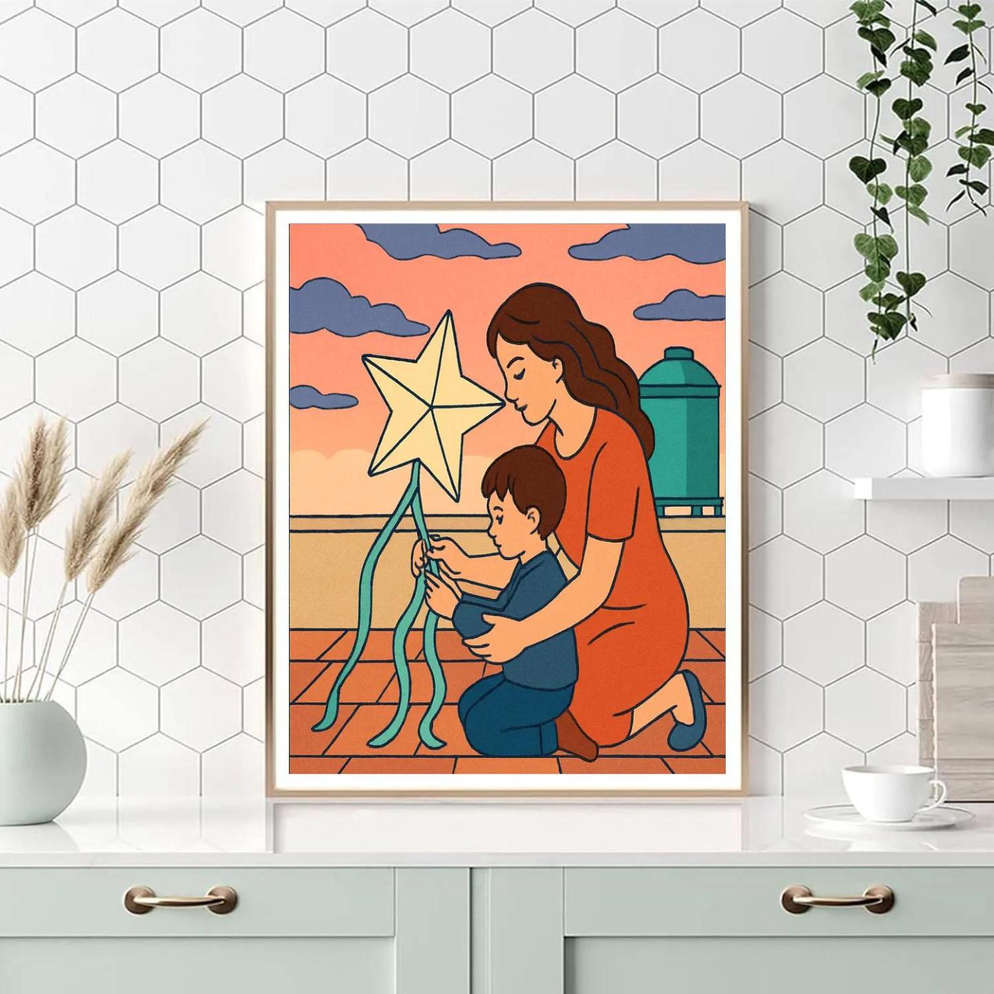 Kite Workshop With Mother At Dawn painting number kit