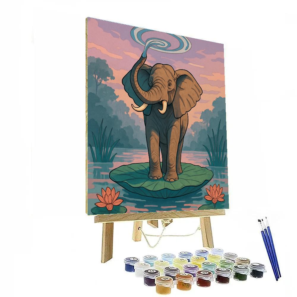 Floating Lotus Observatory Elephant Paint by numbers art