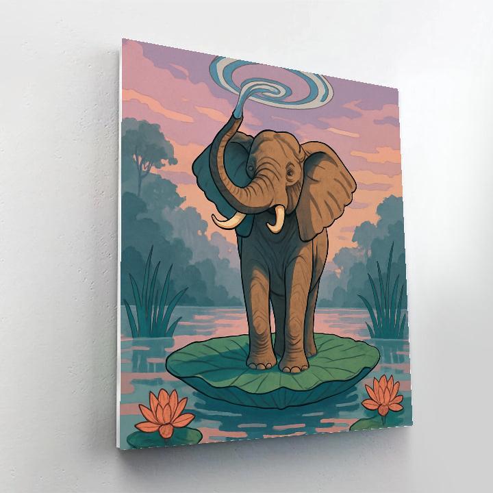 Floating Lotus Observatory Elephant Paint by numbers art