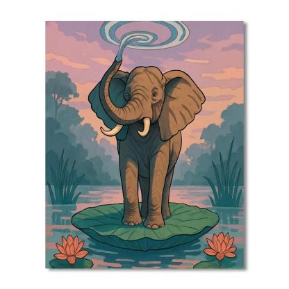 Floating Lotus Observatory Elephant Paint by numbers art