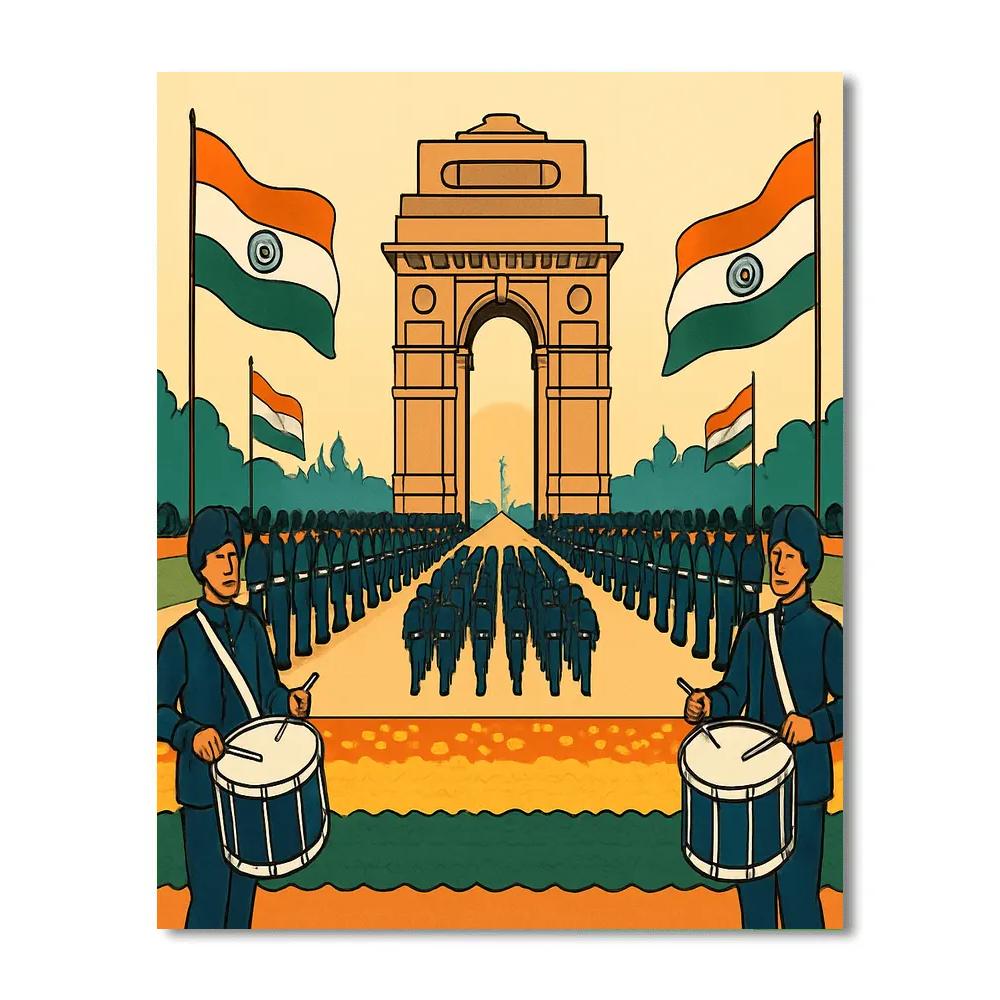National Kartavya Path Parade At Sunrise paint by color