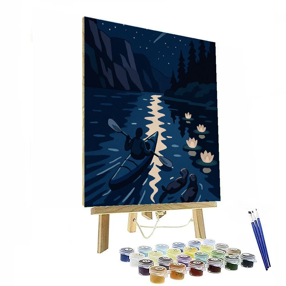 Moonlit Kayak Passage At Sapphire Lake Paint by numbers kits