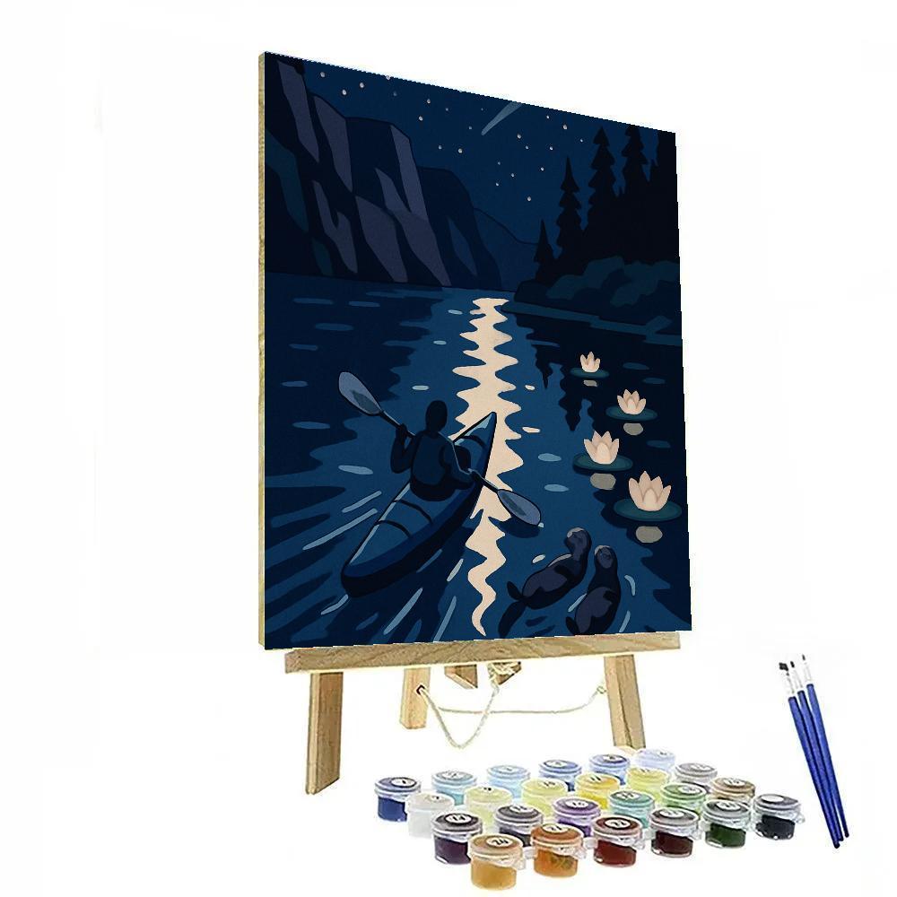 Moonlit Kayak Passage At Sapphire Lake Paint by numbers kits