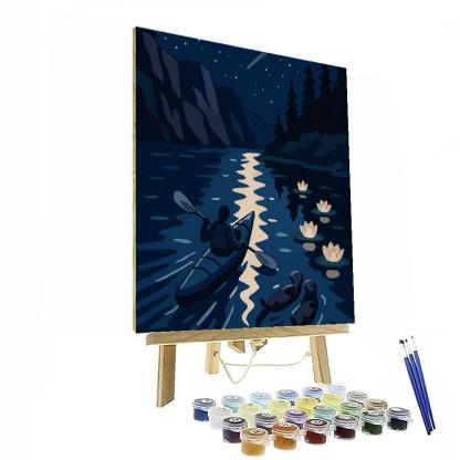 Moonlit Kayak Passage At Sapphire Lake Paint by numbers kits