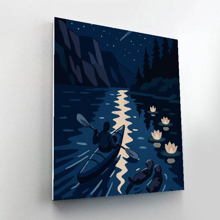 Moonlit Kayak Passage At Sapphire Lake Paint by numbers kits