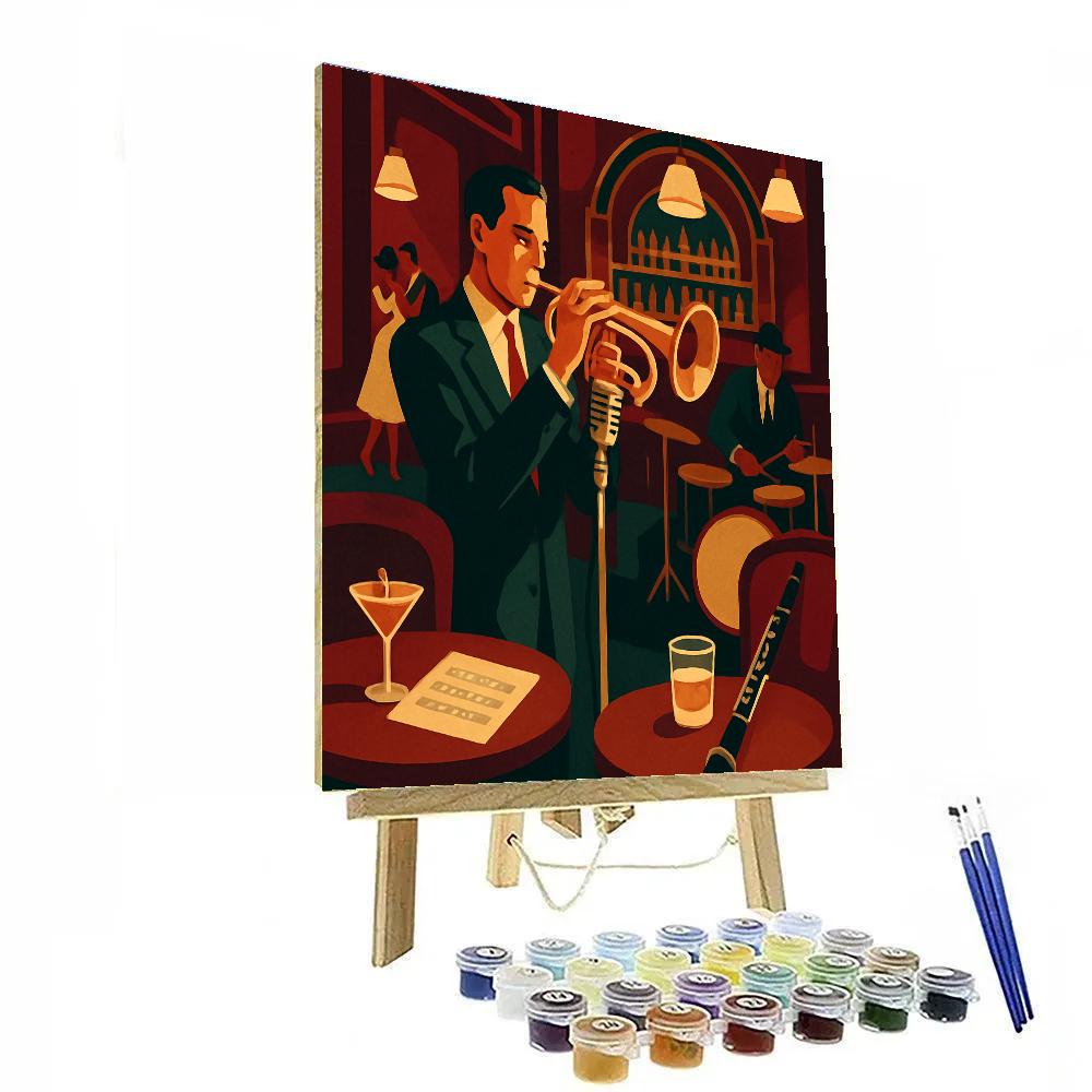 Brass And Velvet Club Scene With Jazz paint by number