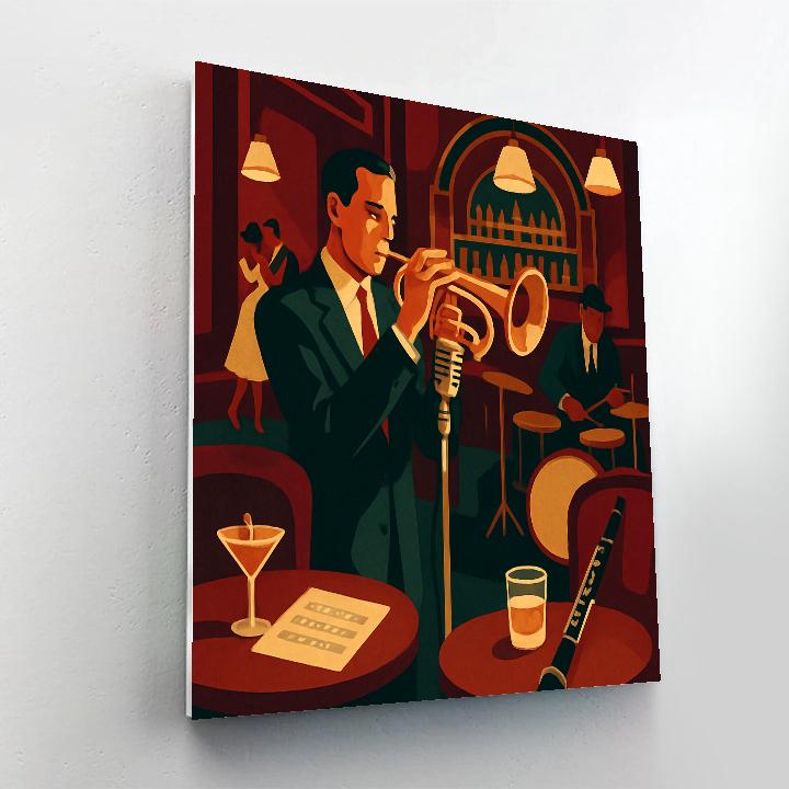 Brass And Velvet Club Scene With Jazz paint by number