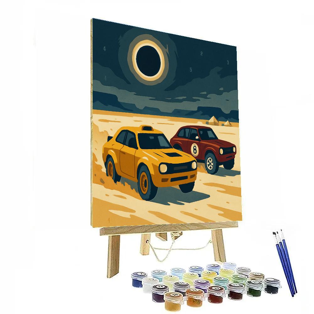 Desert Eclipse Rally With Cars paint by number