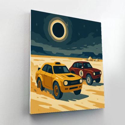 Desert Eclipse Rally With Cars paint by number