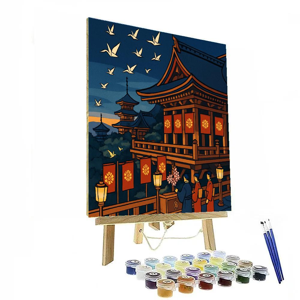 Kiyomizu Dera Terrace With National Chrysanthemum Banners paint by numbers