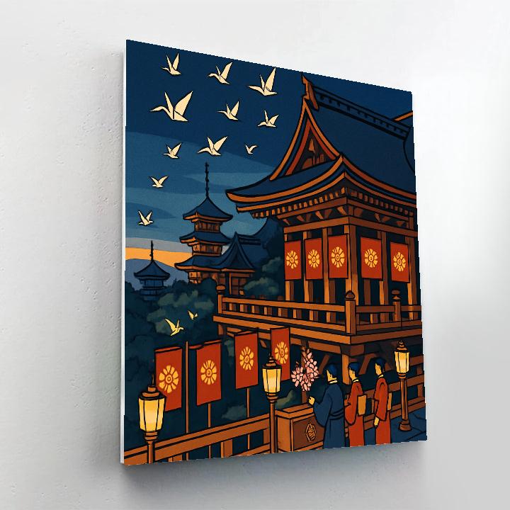 Kiyomizu Dera Terrace With National Chrysanthemum Banners paint by numbers