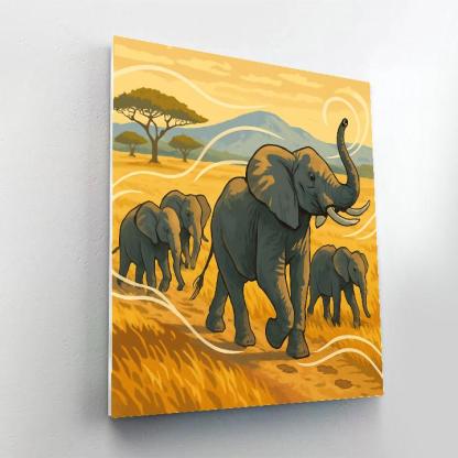 Savannah Wind Map With Elephant Paint by numbers kits