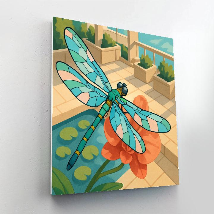 Orchid Terrace With Dragonfly Light paint by number