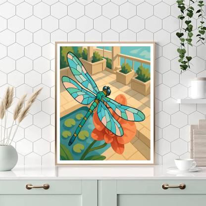 Orchid Terrace With Dragonfly Light paint by number