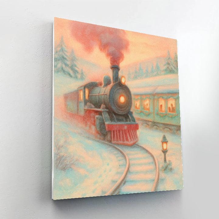 Cozy Train Through Peppermint Snowfields Painting by numbers kit