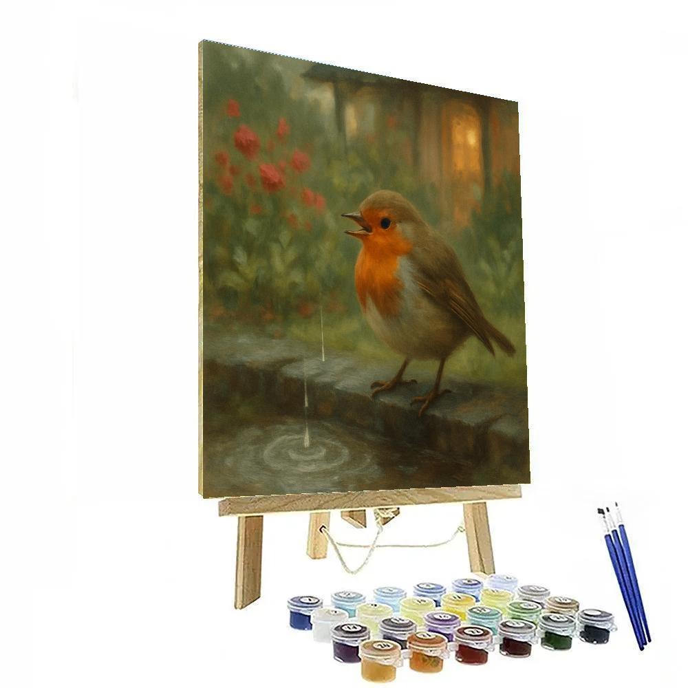 Rainy Window Robin Garden paint by number