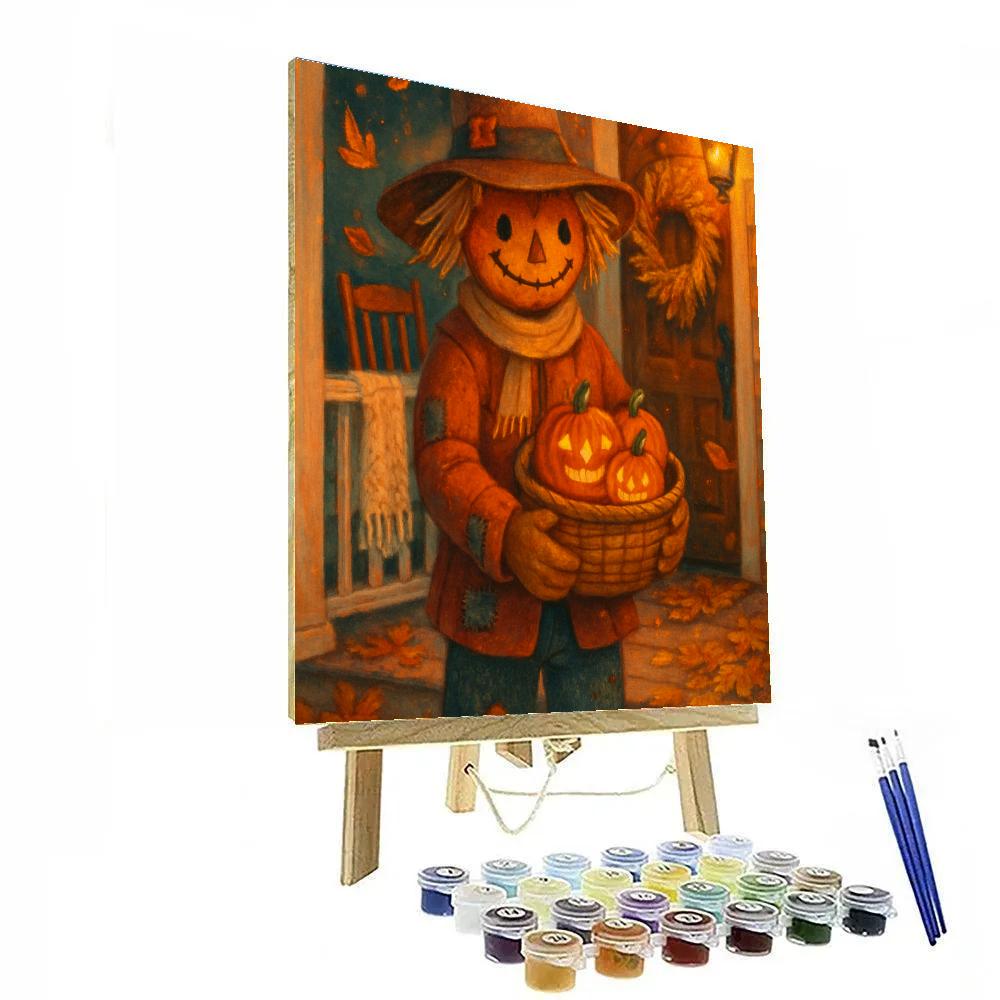 Porchlight Welcome Of The Patchwork Scarecrow Friend Numbered painting kits
