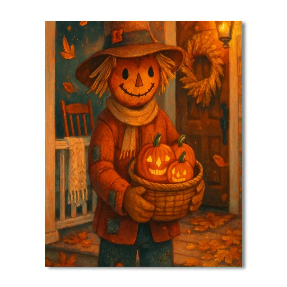 Porchlight Welcome Of The Patchwork Scarecrow Friend Numbered painting kits