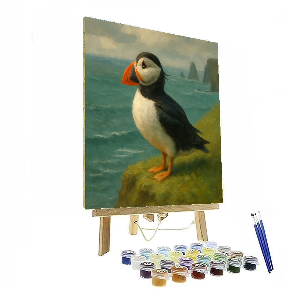 Seaside Puffin Quiet Cliffs DIY paint by numbers