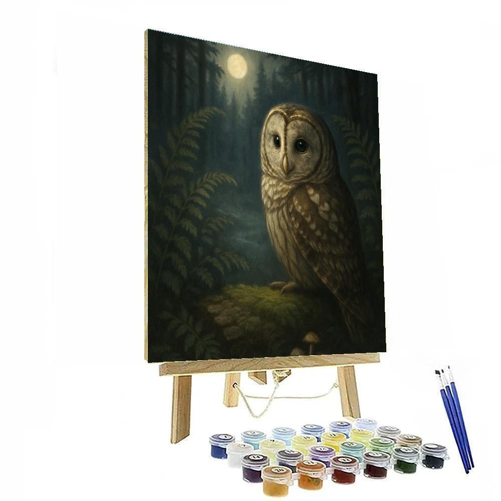 Moonlit Owl Fern Clearing Painting by numbers kit
