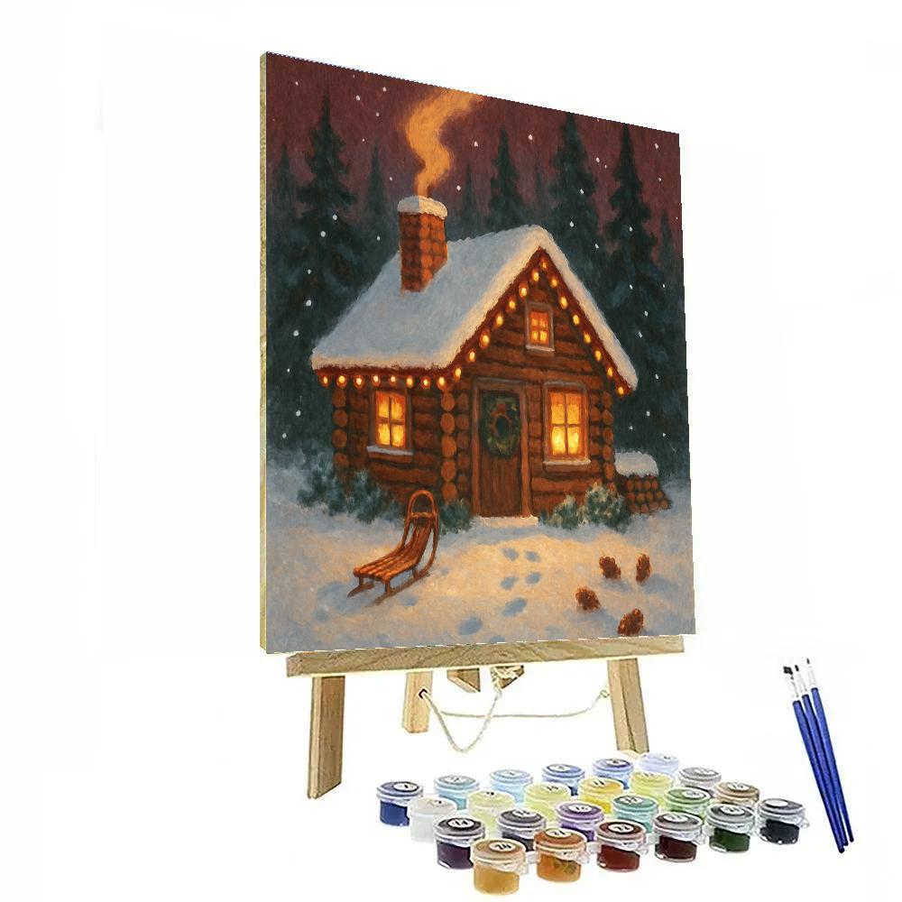 Forest Cabin With Cinnamon Smoke And Bell Lights DIY paint by numbers
