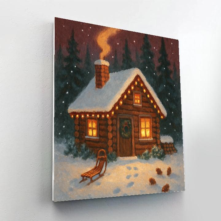 Forest Cabin With Cinnamon Smoke And Bell Lights DIY paint by numbers