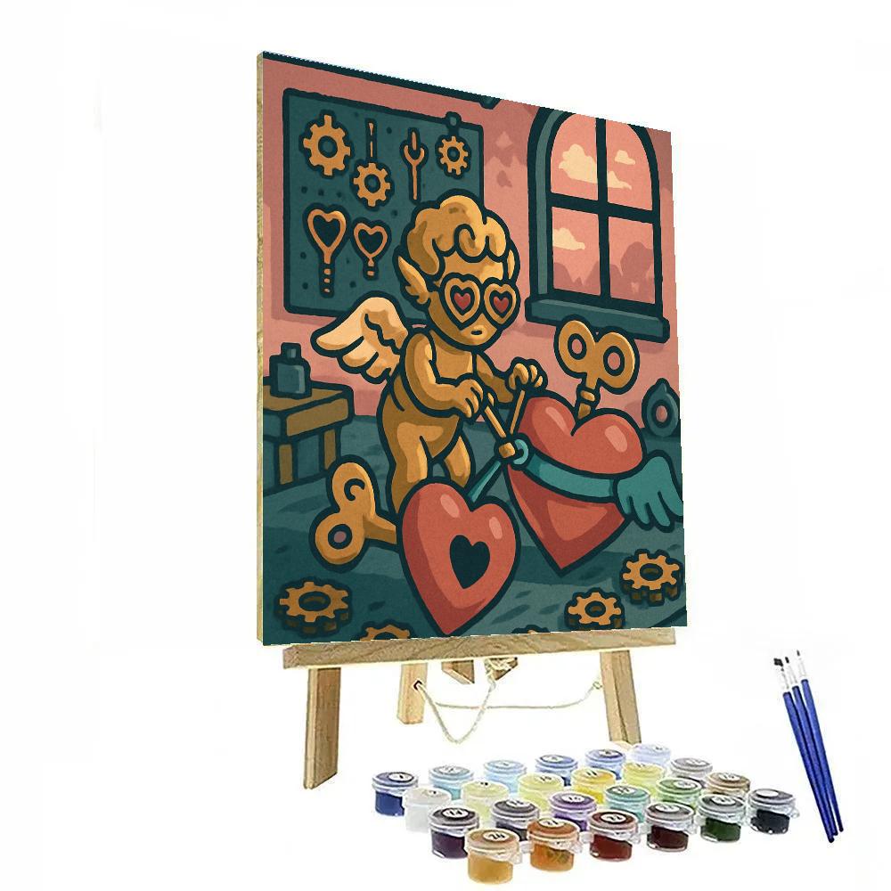 Valentines Day Clockwork Cupid Workshop Numbered painting kits