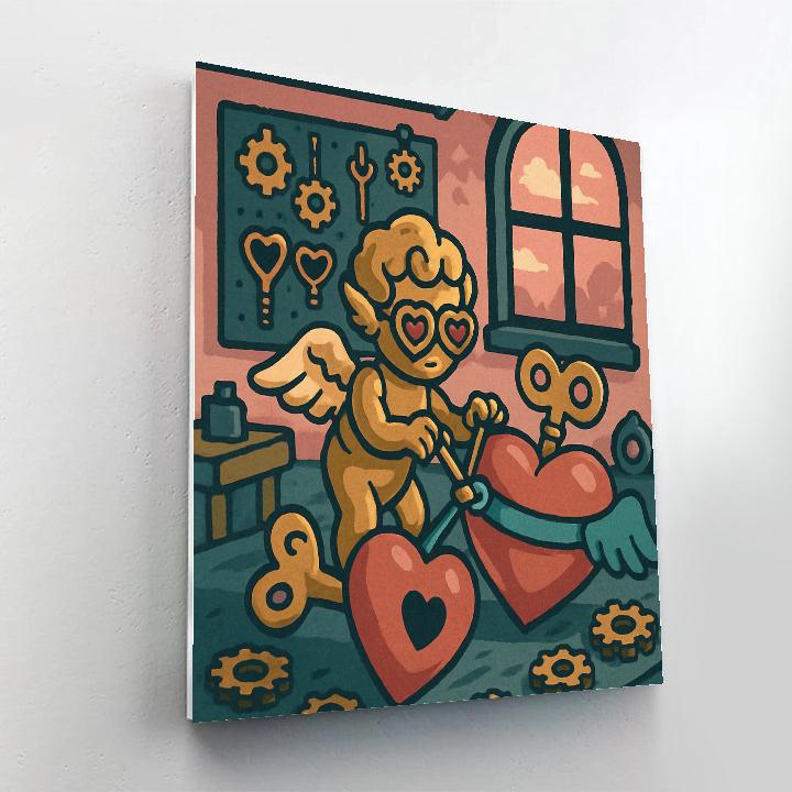 Valentines Day Clockwork Cupid Workshop Numbered painting kits
