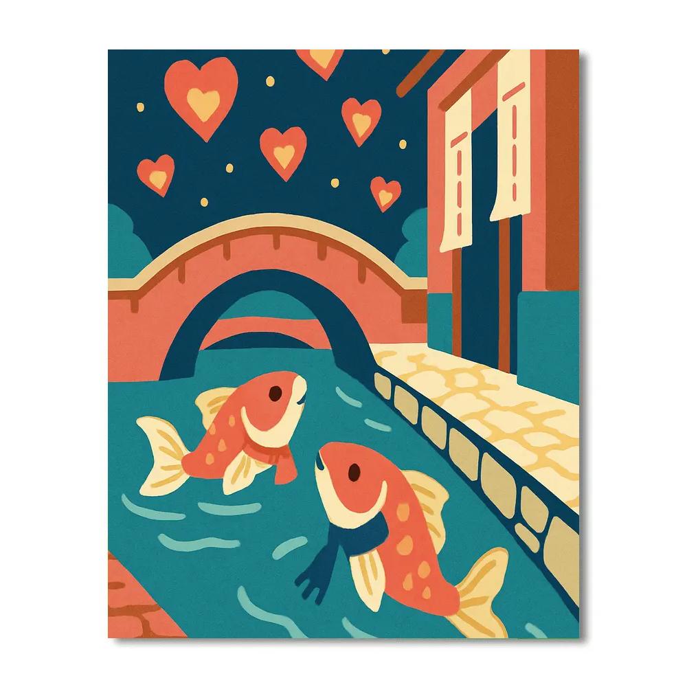 Lantern Parade With Valentines Day Koi paint by numbers