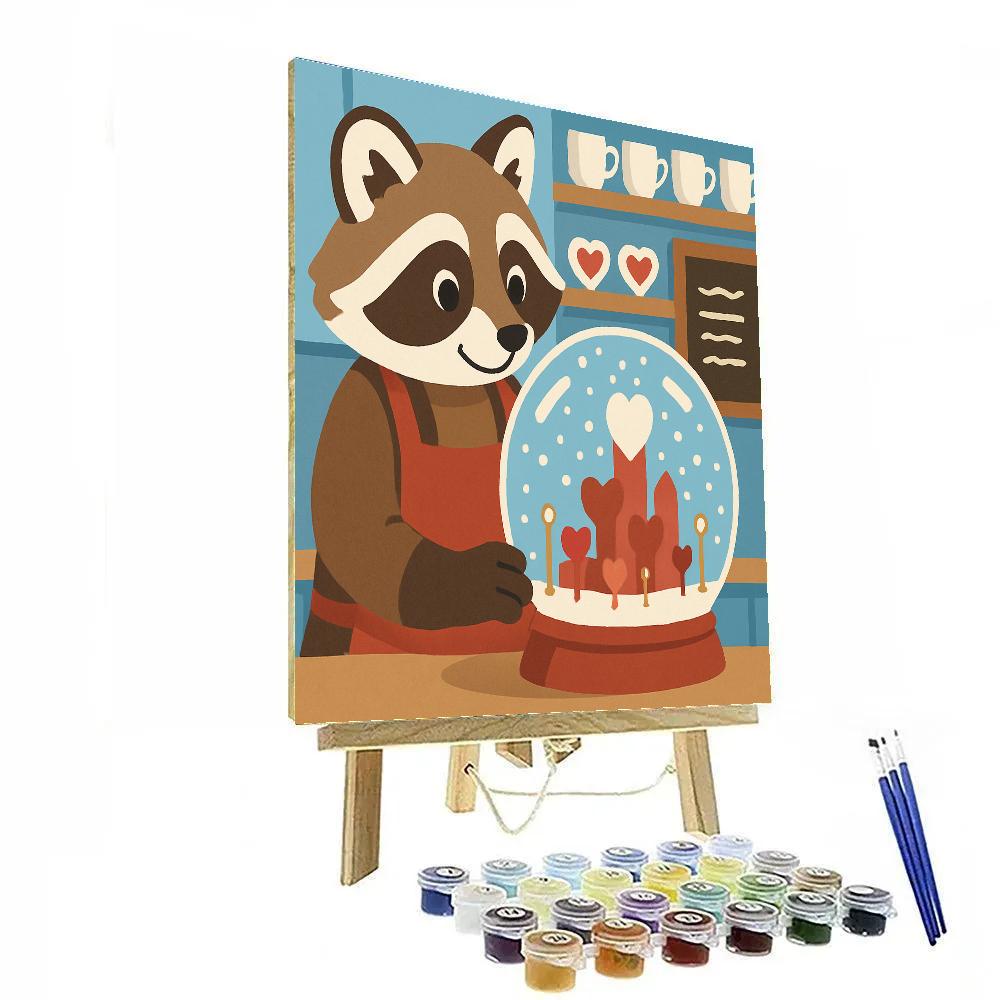 Valentines Day Skyline In A Snow Globe Cafe paint by number