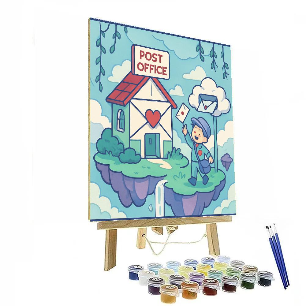 A Valentines Day Post Office On A Floating Island Paint by numbers art