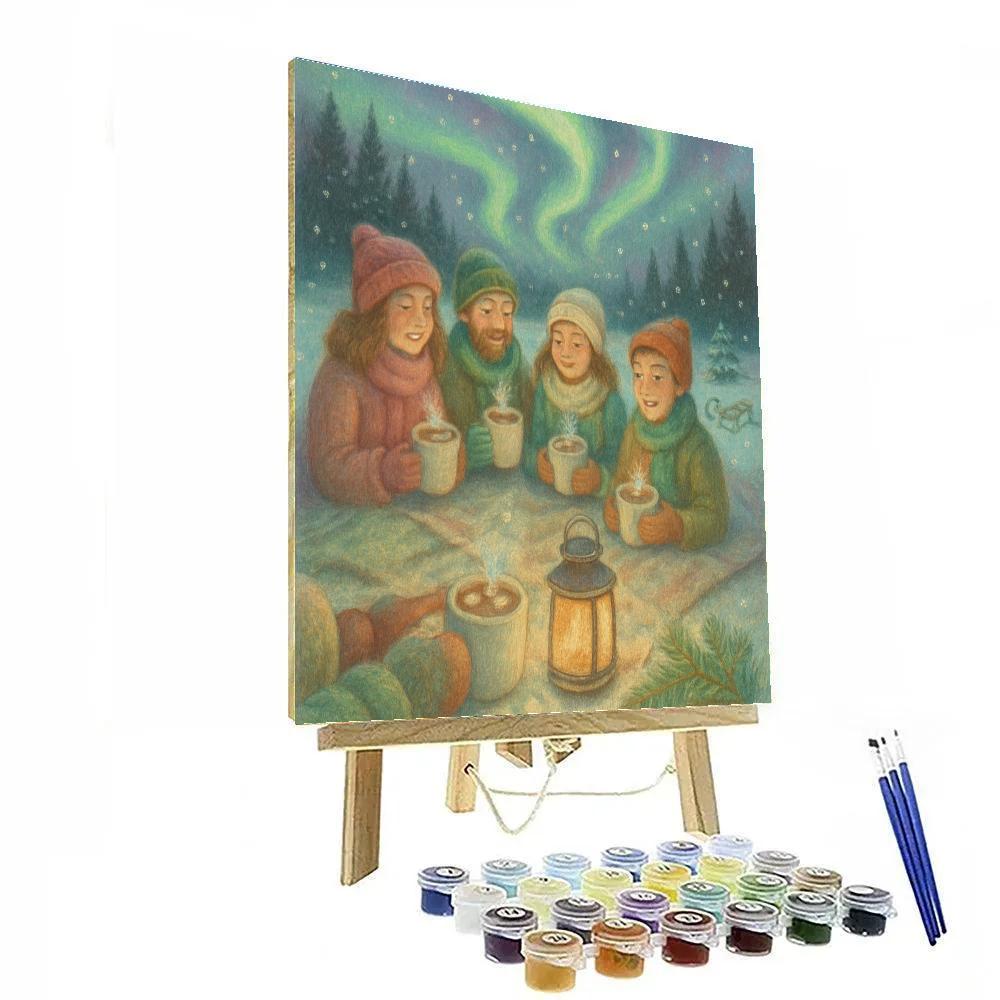 Northern Lights Hot Cocoa Picnic paint by number