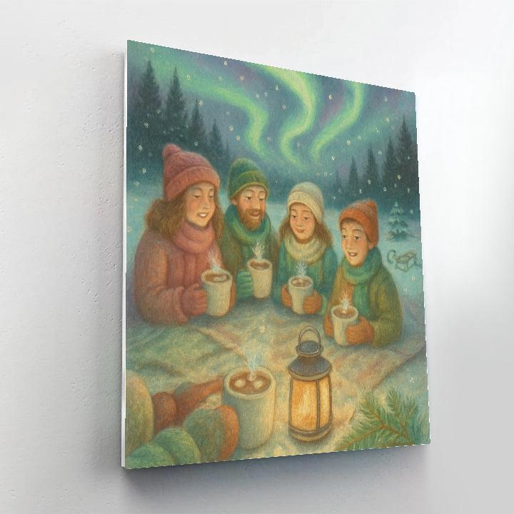 Northern Lights Hot Cocoa Picnic paint by number