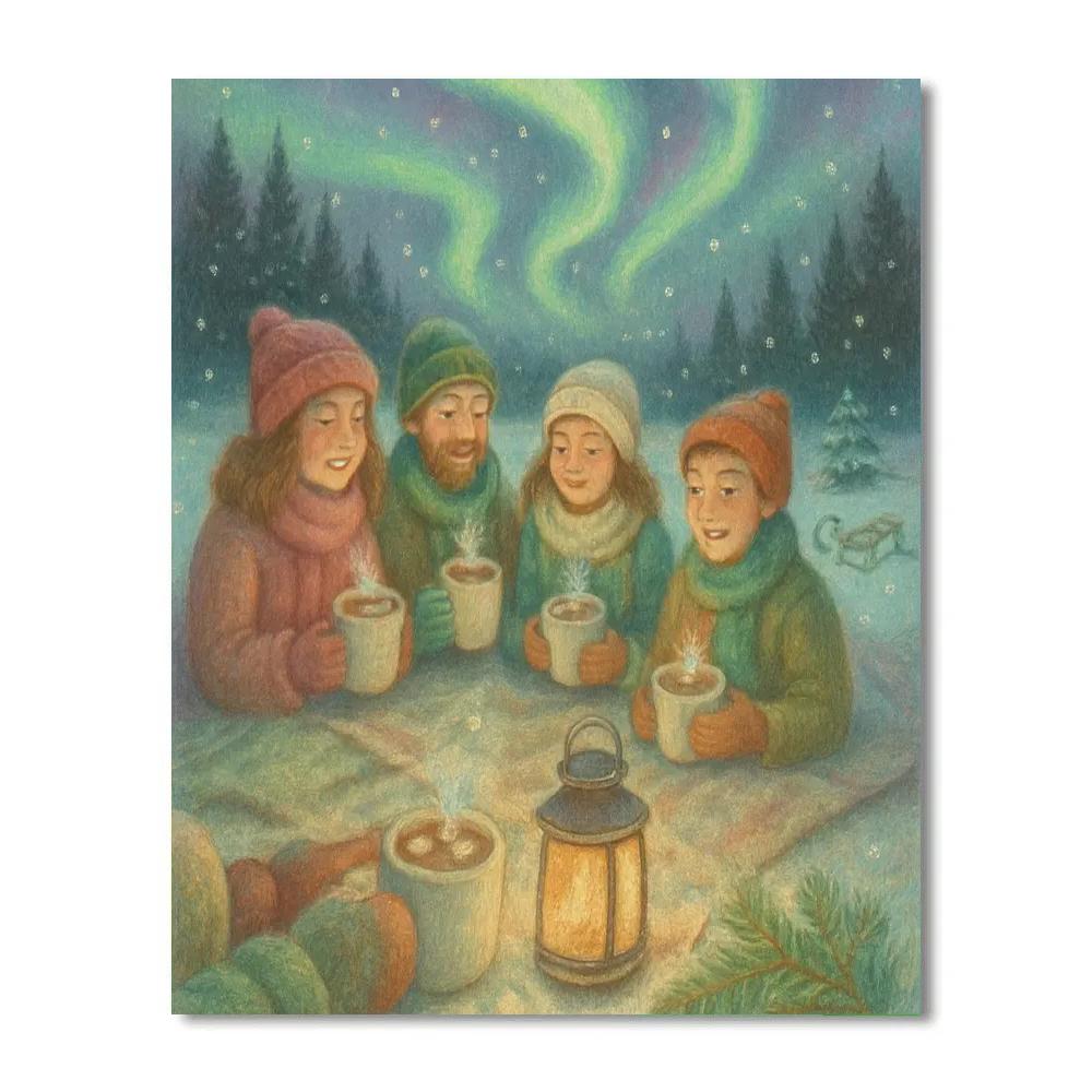 Northern Lights Hot Cocoa Picnic paint by number