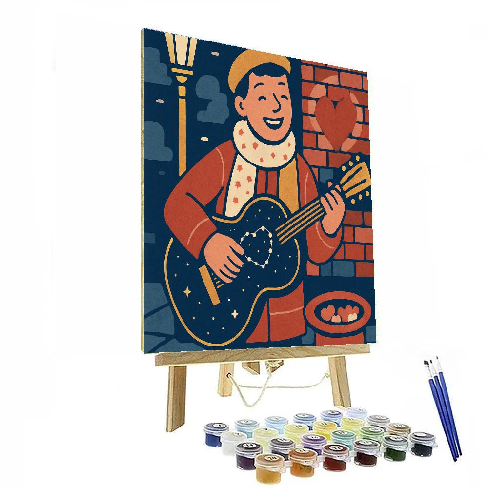 Valentines Day Street Musician With Constellation Guitar Paint by numbers art