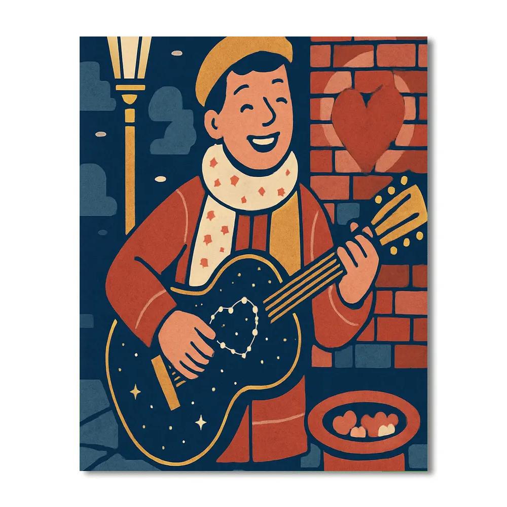Valentines Day Street Musician With Constellation Guitar Paint by numbers art
