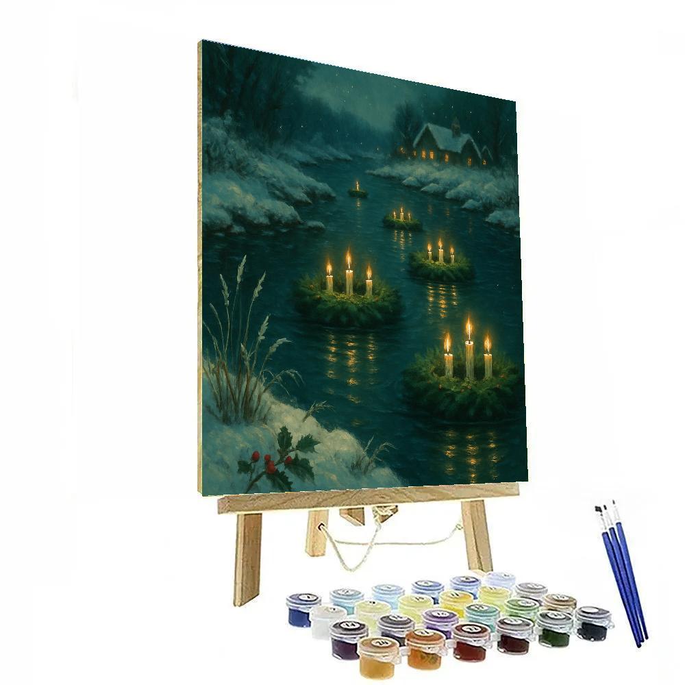 Glowing Wreath River Bend Paint by numbers art