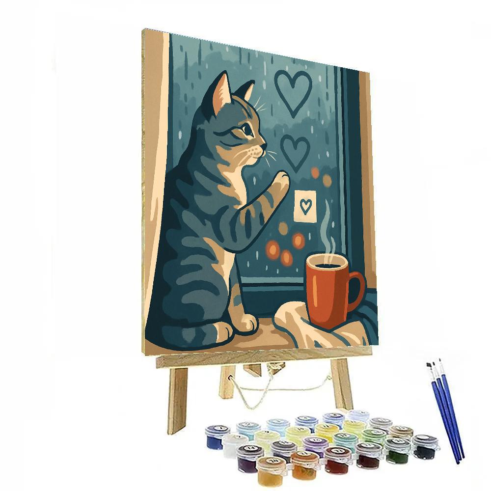 Valentines Day Rainy Window With Message Doodles paint by color